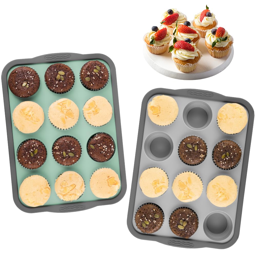 BSBUY Silicone Round Cake Mold, Silicon Muffin Tray 12 Cups, 31x 22.2x 3cm Blue - Image 7