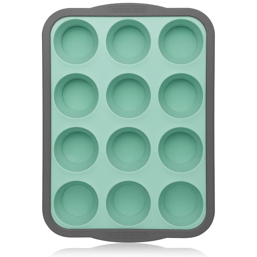 BSBUY Silicone Round Cake Mold, Silicon Muffin Tray 12 Cups, 31x 22.2x 3cm Blue - Image 9